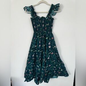 Hill House Home The Nap Dress Floral Smocked Square Neck Midi cottagecore xxs